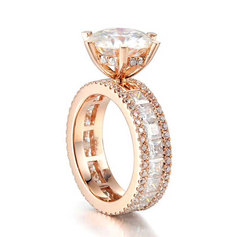 Classic Rose Gold Tone Round Cut Sterling Silver Ring