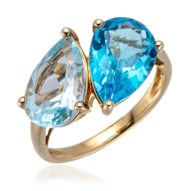 Eternity Pear Cut Aquamarine Gold Plated Engagement Ring