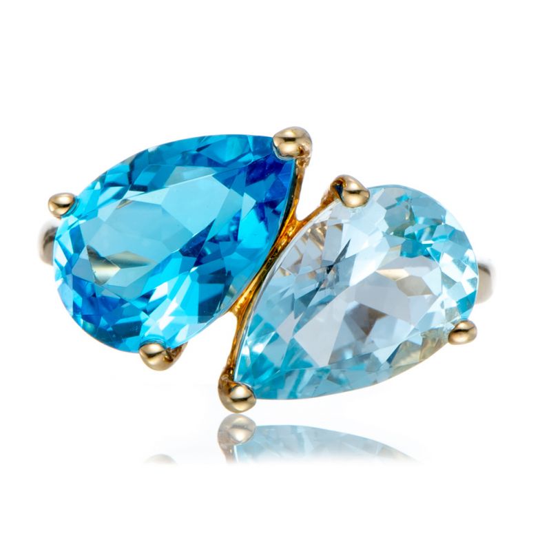 Eternity Pear Cut Aquamarine Gold Plated Engagement Ring