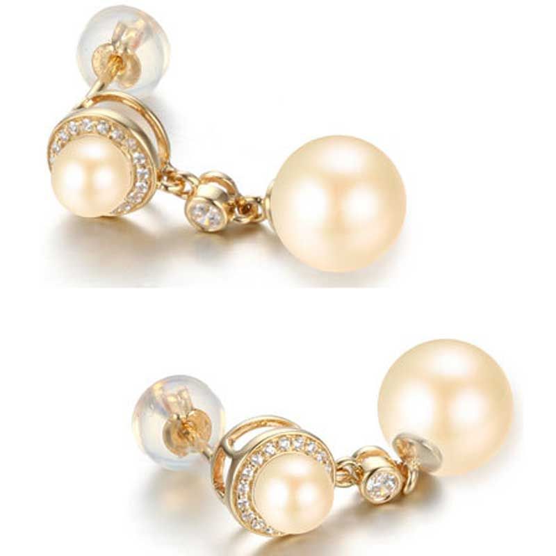The Pink Double Pearl And Moissanite 14K Rose Gold Stud Drop Earrings