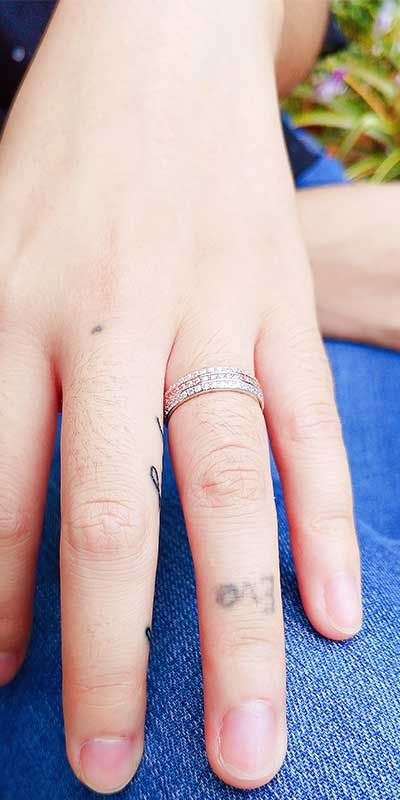 Three Rows Micro-insert Sapphires Sterling Silver Wedding Band for her