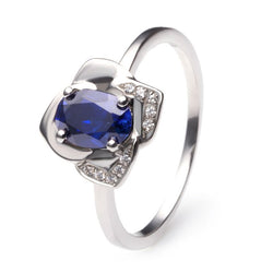 Solitaire Sapphire Flower Engagement Ring