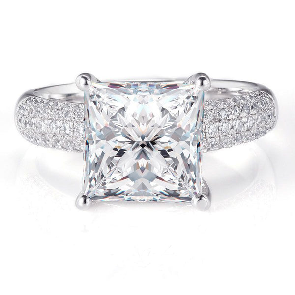 Classic Princess Cut Pave Setting Ring