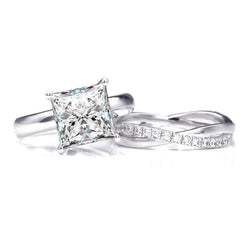 Princess Brilliant-cut 3.0CT White Sapphire Infinity Band Sterling Silver Wedding Set