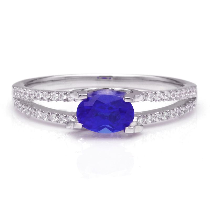 Solitaries Split Blue Sapphire Engagement Ring