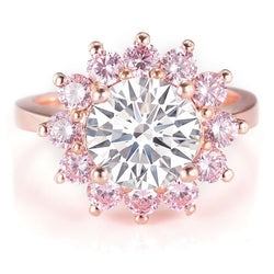 Unique Rose Gold Pink White Sapphire Engagement Ring
