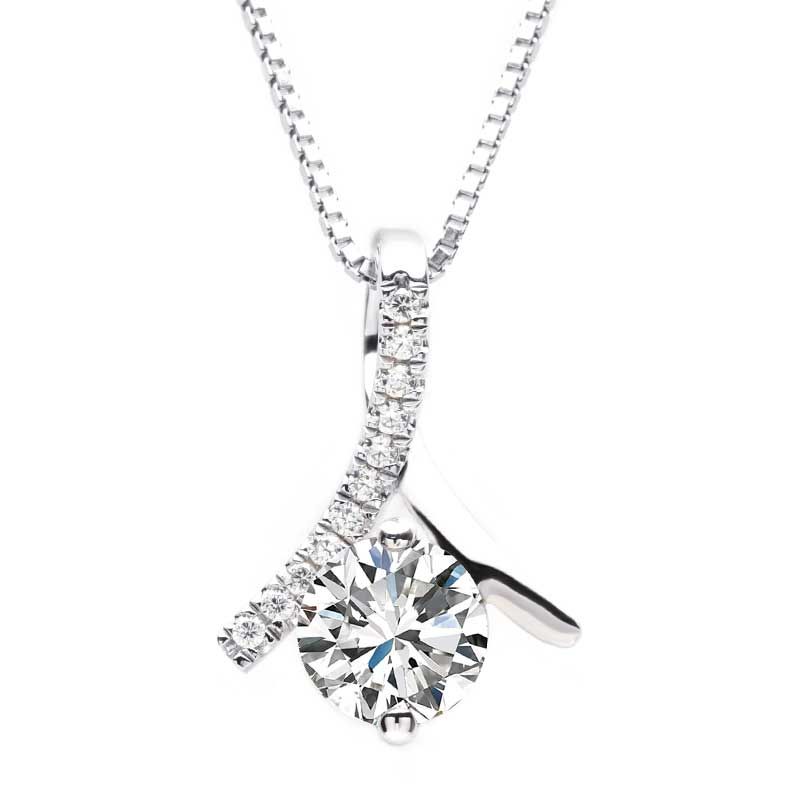 Two Prong Setting 1.0ct Round Brilliant-cut Necklace