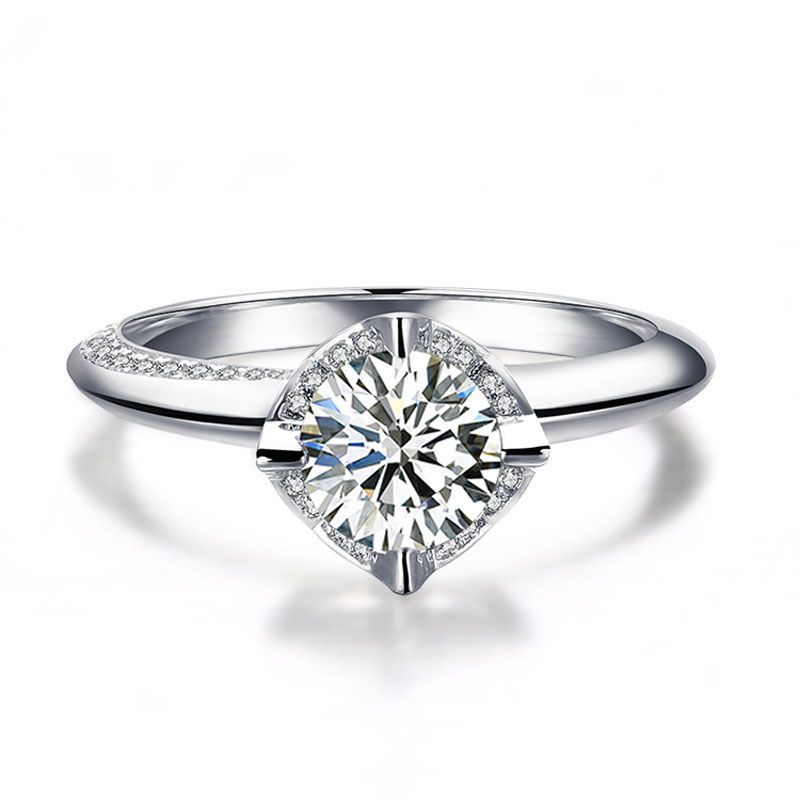 Solitaries Round Brilliant-cut White Sapphire Engagement Ring