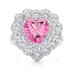 Unique Heart-shaped 3.0CT Pink Sapphire Cocktail Ring