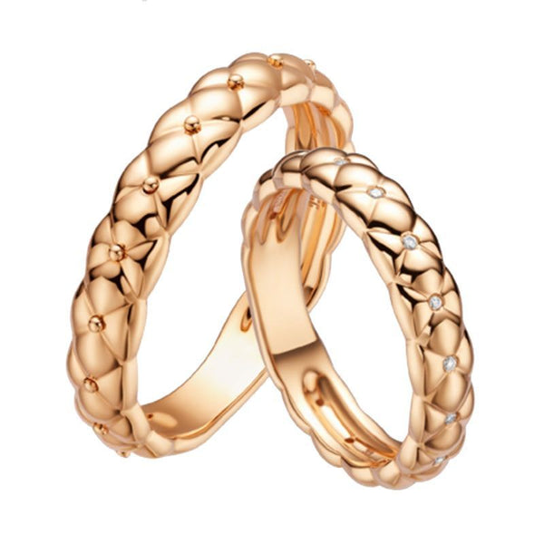 Bezel Setting Round-cut Sapphire Couple Rings