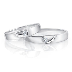 Round Brilliant-cut Half Heart Couple Rings