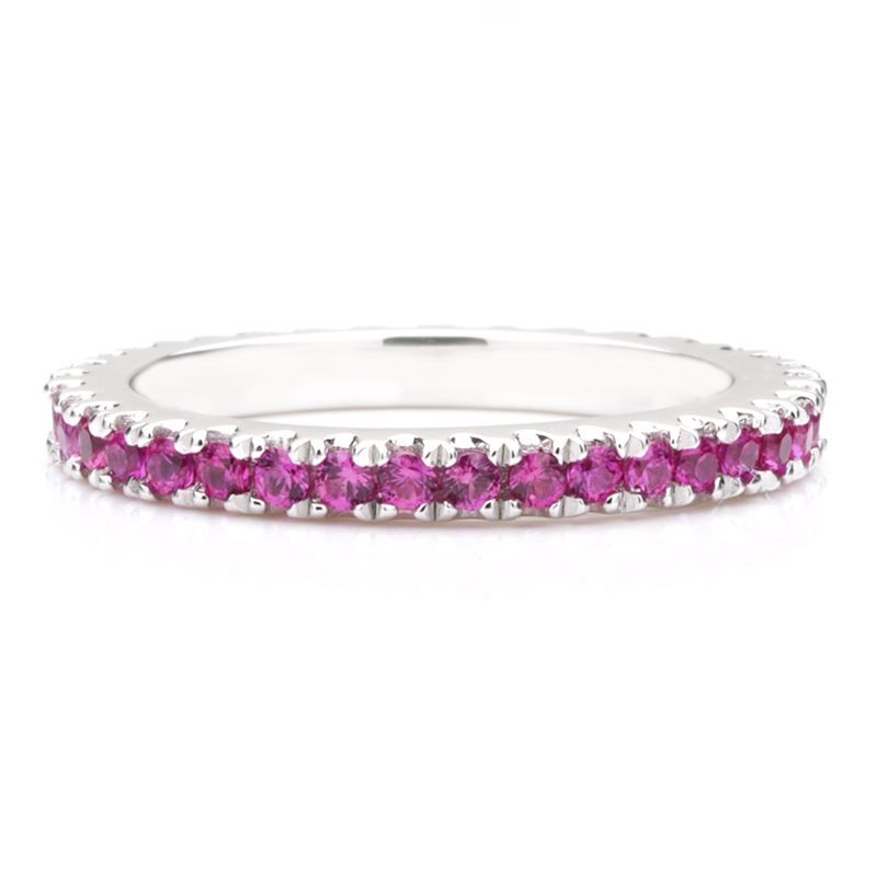 Classic Rose Sapphire Women's Gem-Studded Wedding Band For Her
