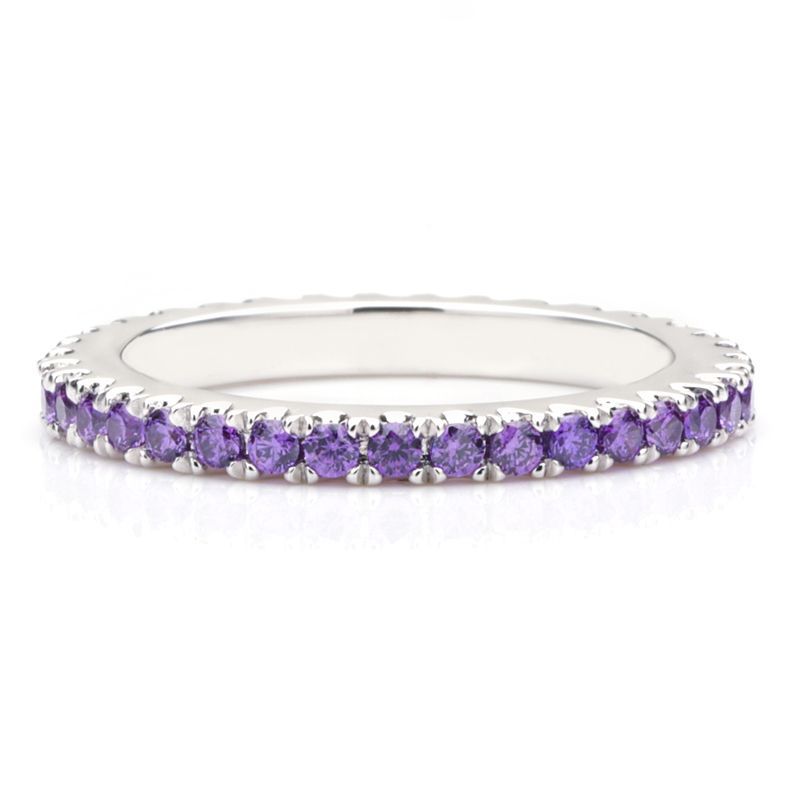 Classic Purple Sapphire Gem-Studded Wedding Band For Her