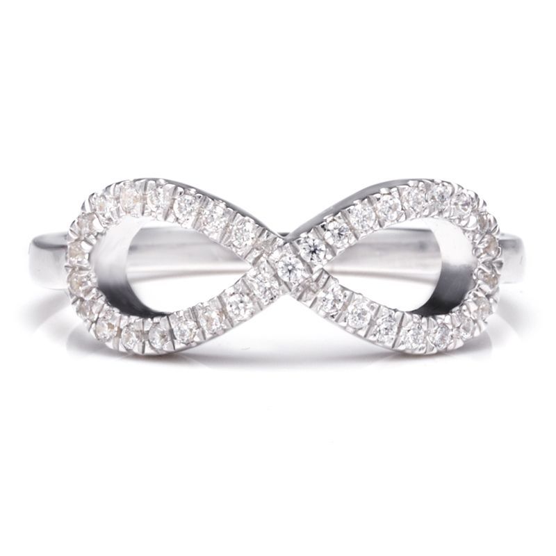 Cluster Setting White Sapphire Round Cut Infinity Rings