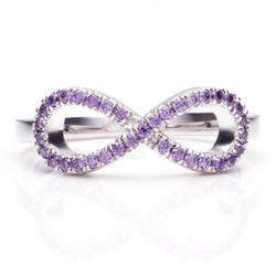 Infinity Cluster setting Light Purple Sapphire Round Cut Wedding Band