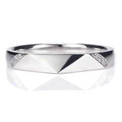 White Gold Character Rhombus Micro Sapphire Wedding Band For Her