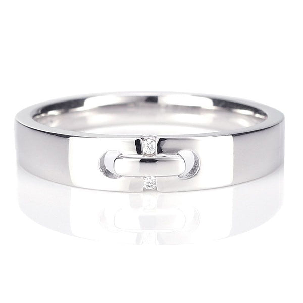White Gold Lucky bead Two Micro Sapphire Buckle Wedding Band