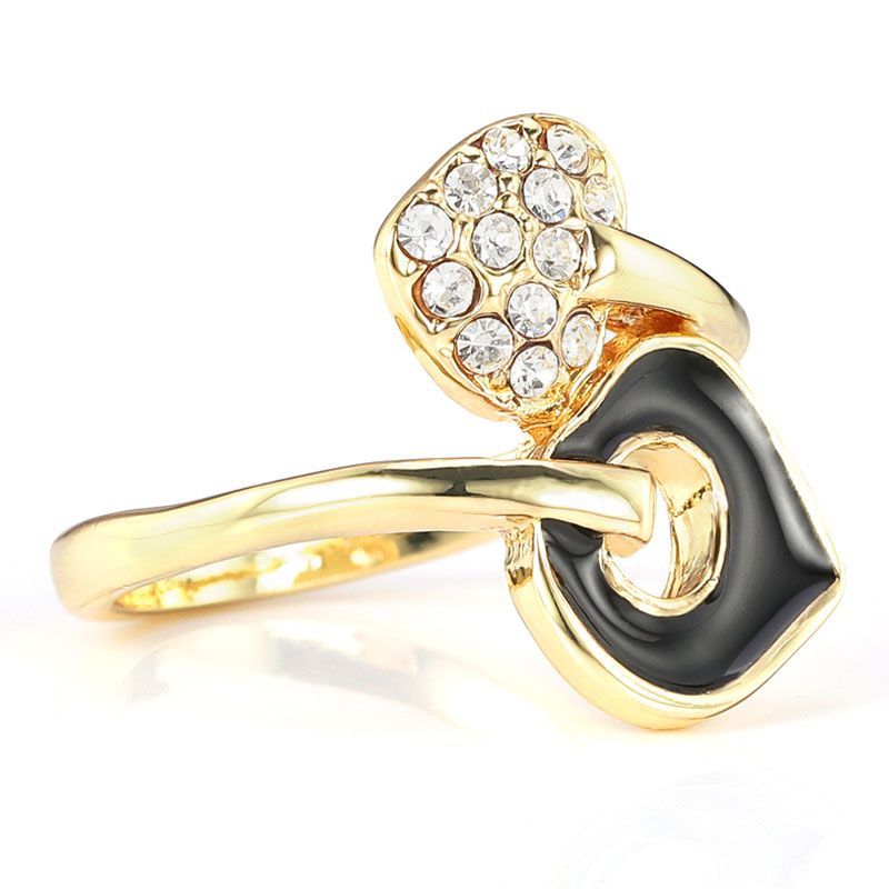 Gold Plated Double Heart White Sapphire Ring Band