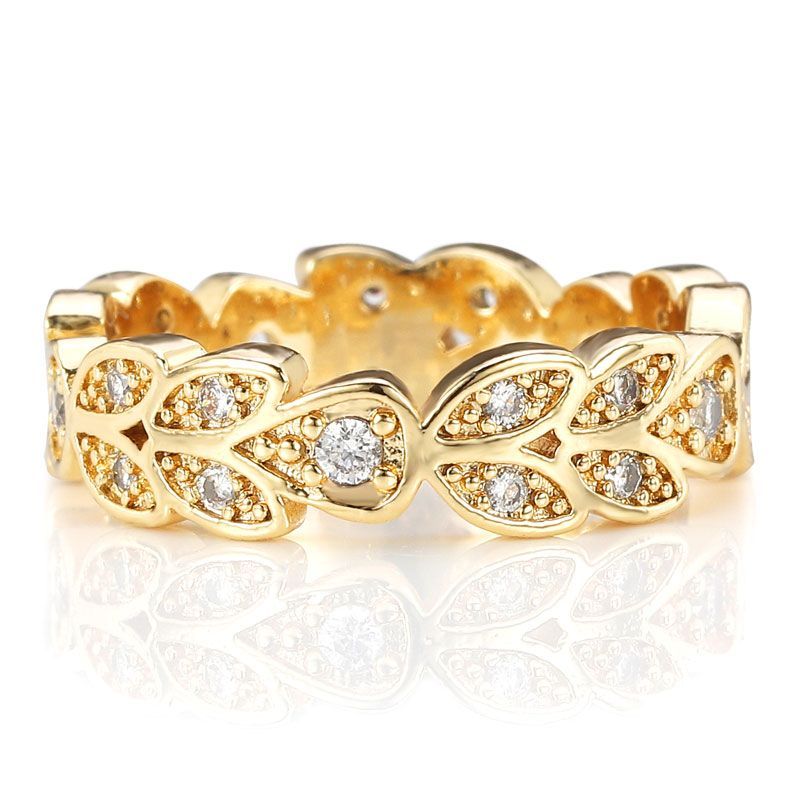 Gold Plated Willow Leaf Design Wedding Band for her