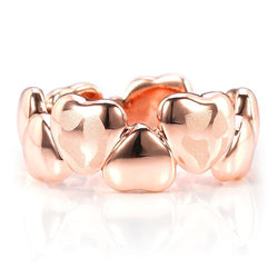 Rose Gold Plated Heart-shaped Frosted Wedding Band for her
