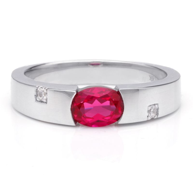 925 Sterling Silver Ruby Engagement Wedding Bands