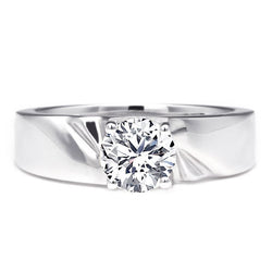 Plicated Round Brilliant-cut Wedding Band For Him