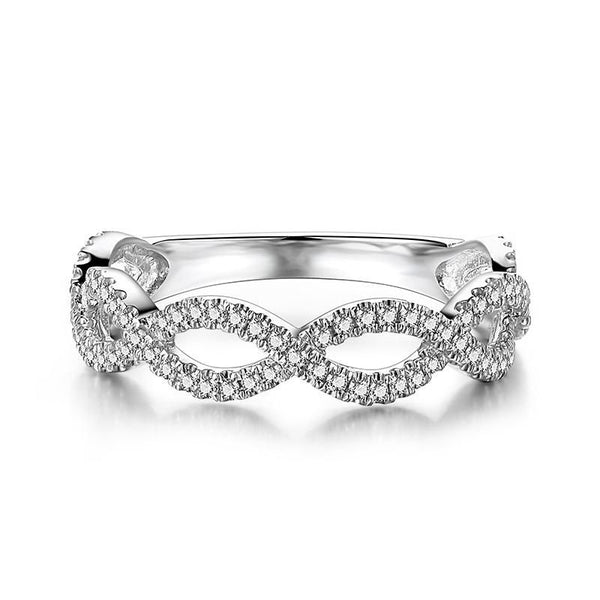 Entwined Stone Band White Sapphire Wedding Band