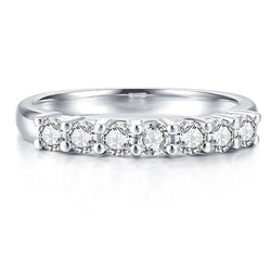 Classic Seven Round Brilliant-cut Created White Sapphire Wedding Band for Her