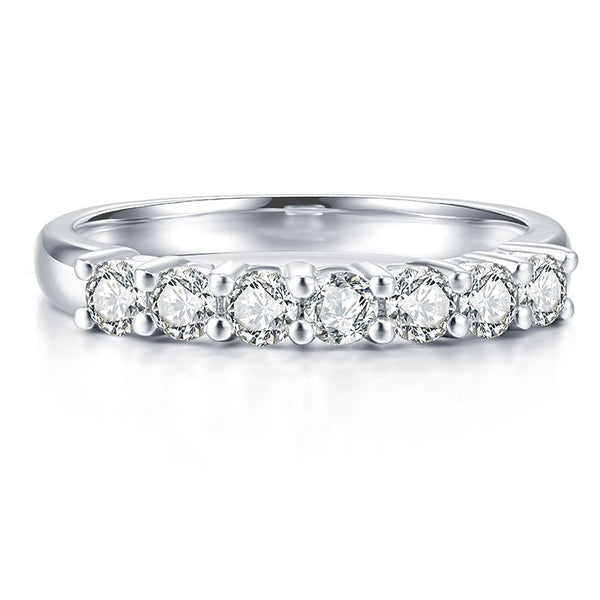 Classic Seven Round Brilliant-cut Created White Sapphire Wedding Band for Her