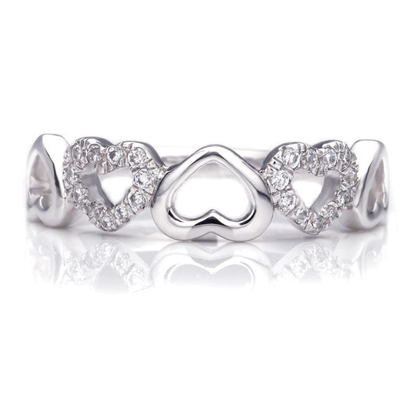 Hollow Heart Brilliant-cut Created White Sapphire Wedding Band for her