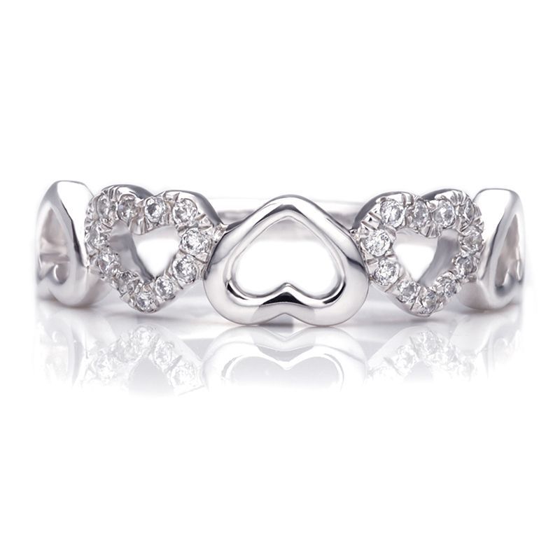 Hollow Heart Brilliant-cut Created White Sapphire Wedding Band for her