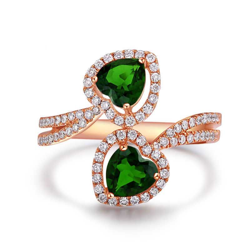 Heart Halo Green Twist Love Ring