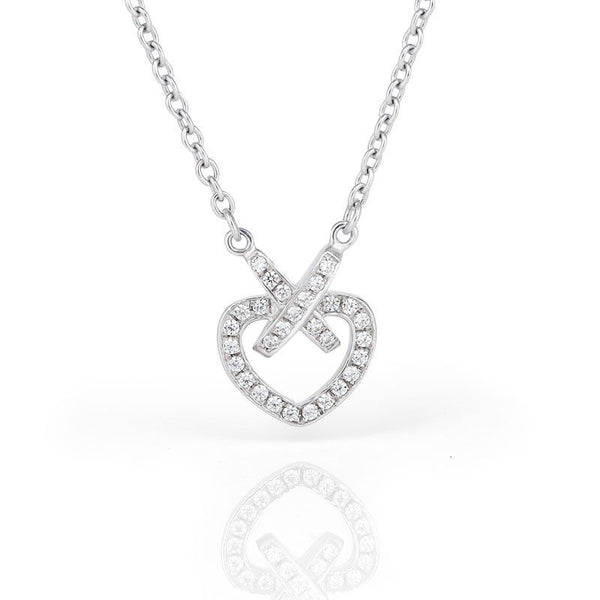 Cross Hollow Halo Heart Brilliant-cut Created White Sapphire Necklace