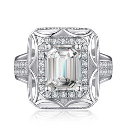 Luxury Emerald Brilliant-cut 5.0ct Created White Sapphire Engagement Ring