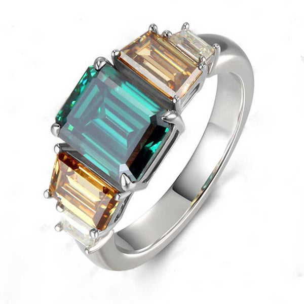 Classic Emerald Cut Sterling Silver Ring for Women