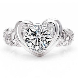 2.0CT Heart Design Milgrain Round Brilliant-cut White Sapphire Ring