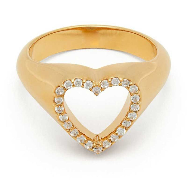 Halo Heart Cut-Out White Sapphire Fashion Ring For Women