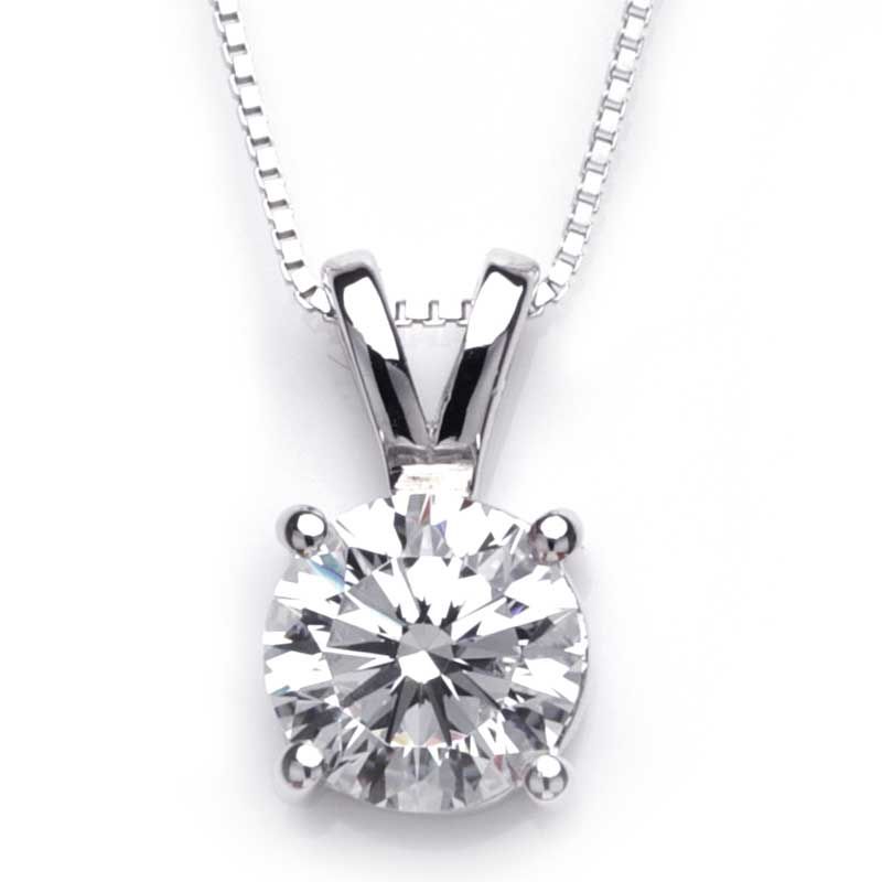 Classic Four Claws Setting Round Brilliant-cut White Sapphire Necklace