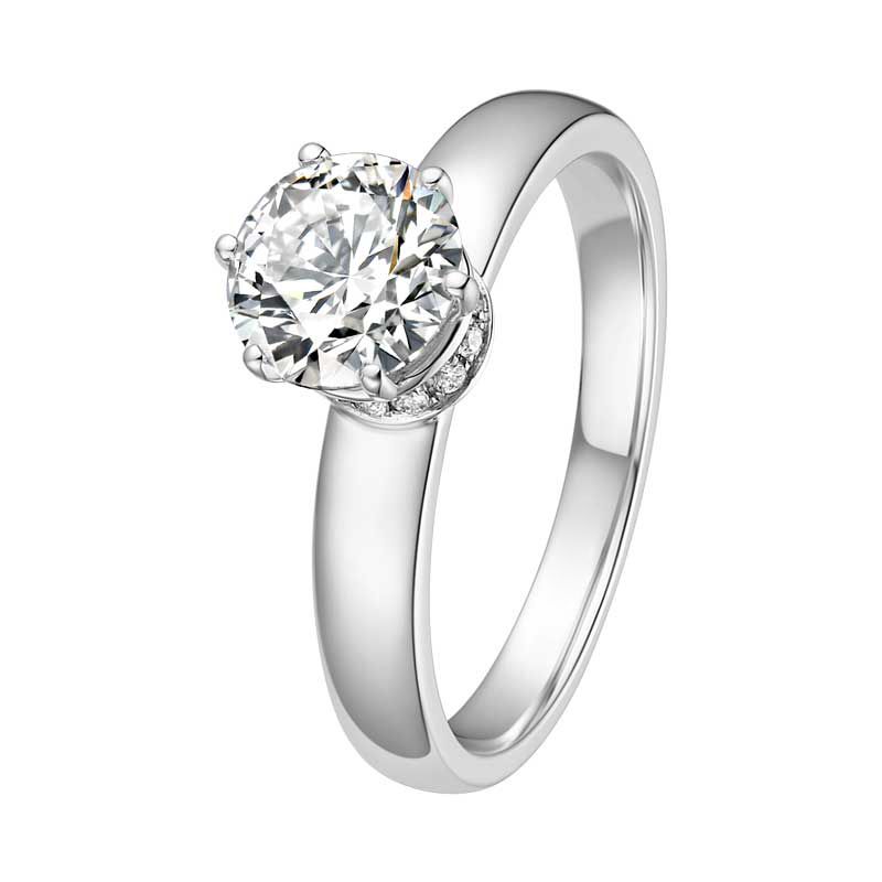 Solitaries Six Claws White Sapphire Engagement Ring
