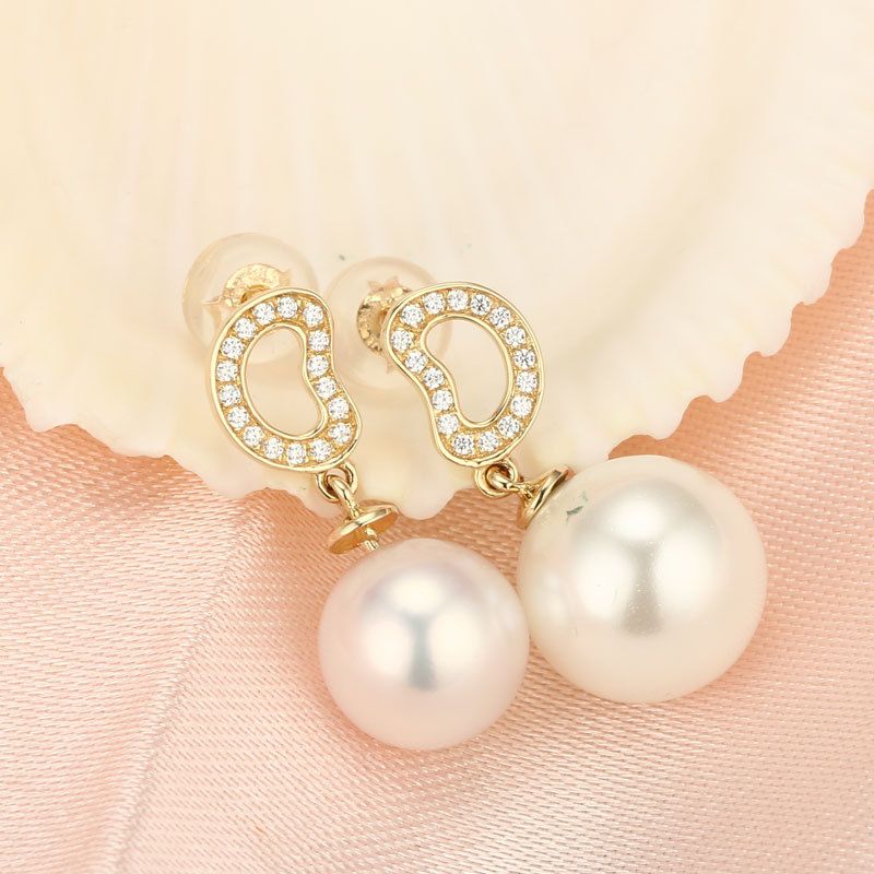 The Eastern Pearl And Moissanite 14K Rose Gold Stud Drop Earrings
