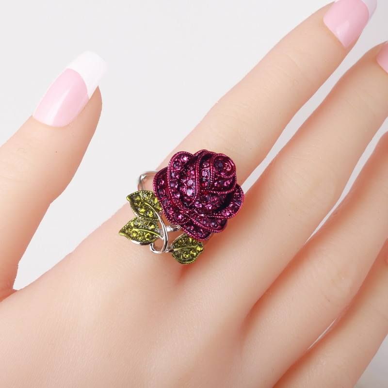 Purple Roses Fashio Ring For Womens