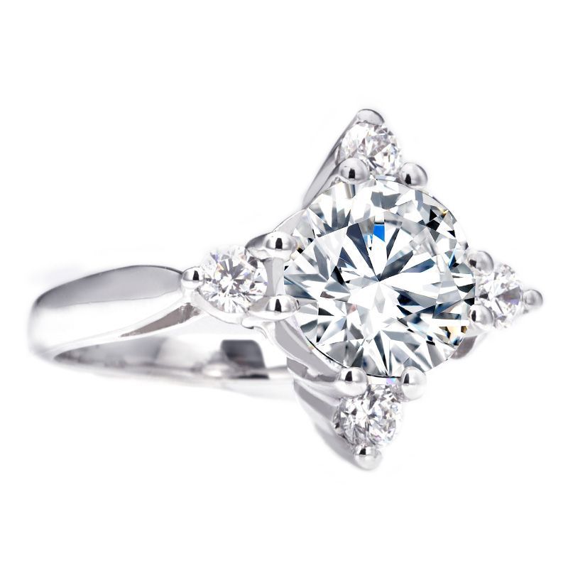 Classic Four Prong Setting White Sapphire Engagement Ring