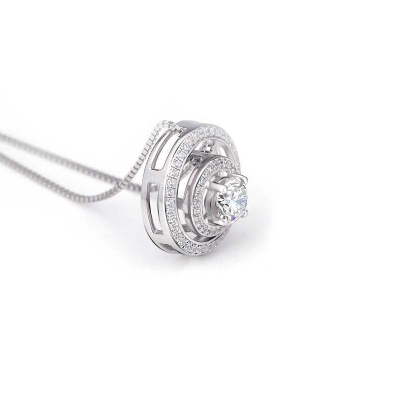 Double Halo 1.0CT Round Brilliant-cut Created White Sapphire Necklace