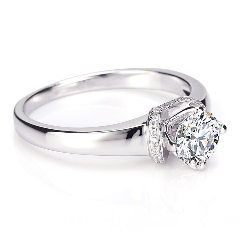 V-shaped Setting White Sapphire Engagement Ring