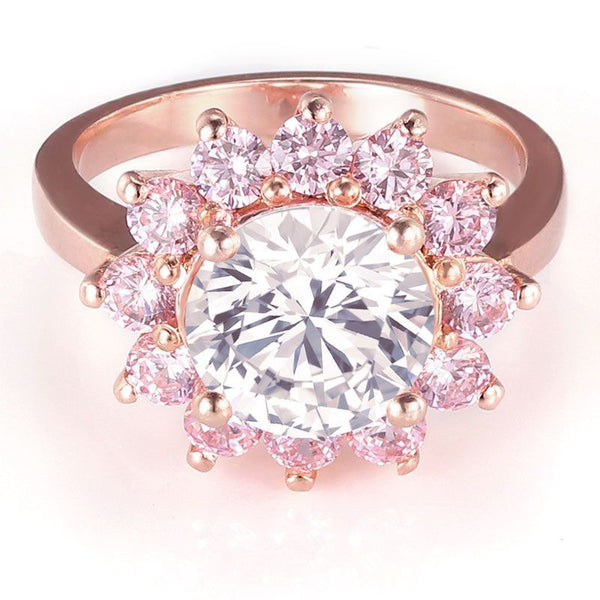 Unique Rose Gold Pink White Sapphire Engagement Ring