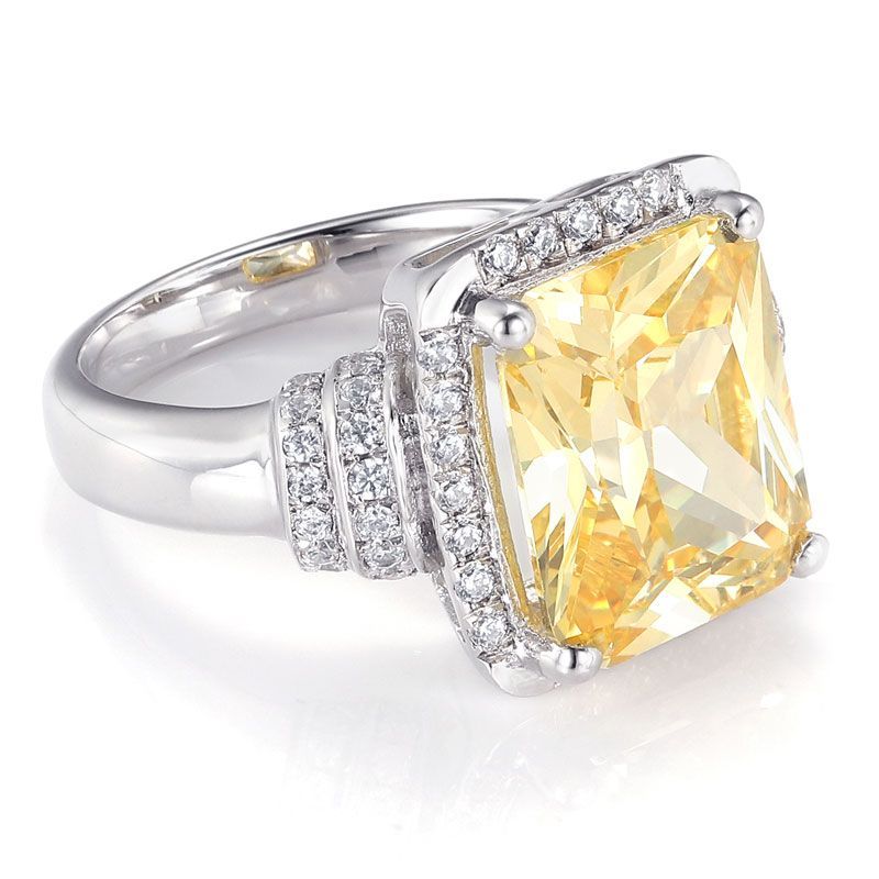 Unique Halo Yellow Sapphire Engagement Ring