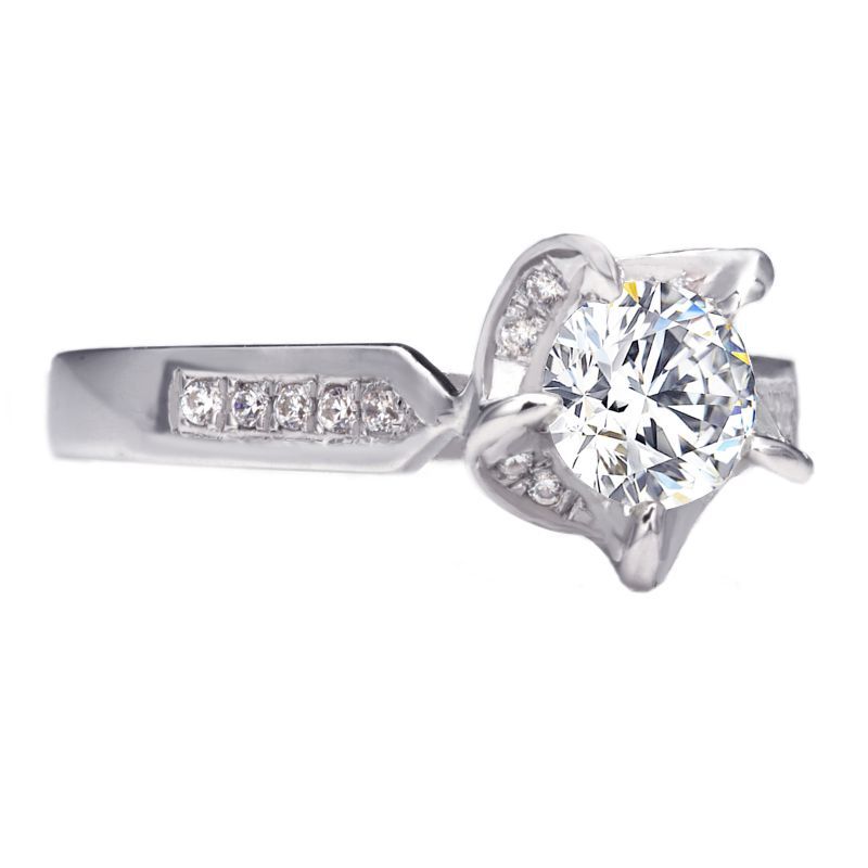 Vintage Round Brilliant-cut White Sapphire Engagement Ring