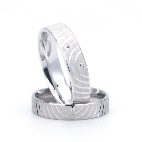 Fingerprint Band Shadow Carving Craft Couple Rings