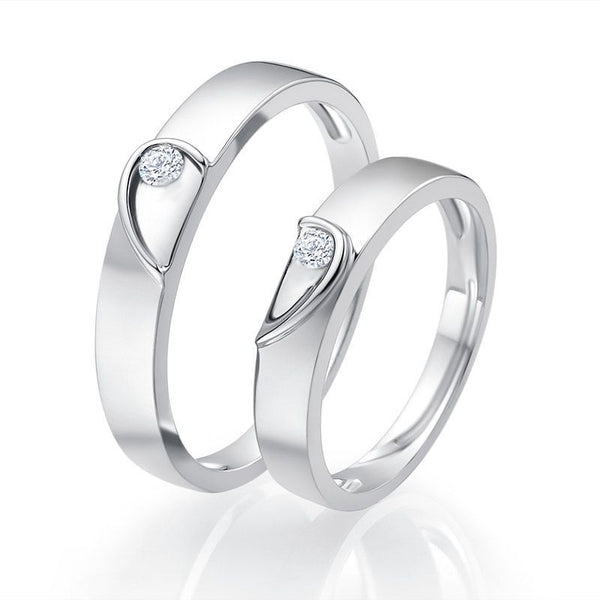 Round Brilliant-cut Half Heart Couple Rings