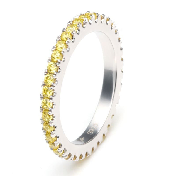 Classic Yellow Sapphire Gem-Studded Wedding Band For Her